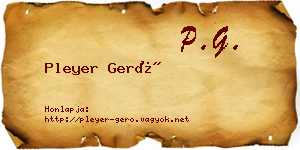 Pleyer Gerő névjegykártya